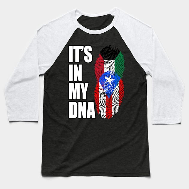 Puerto Rican And Kuwaiti Mix DNA Flag Heritage Baseball T-Shirt by Just Rep It!!